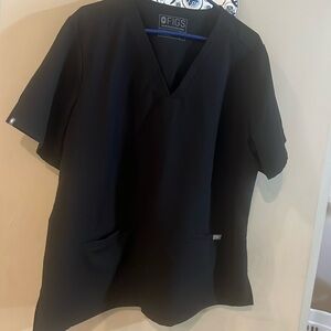 Figs Black Scrub Top